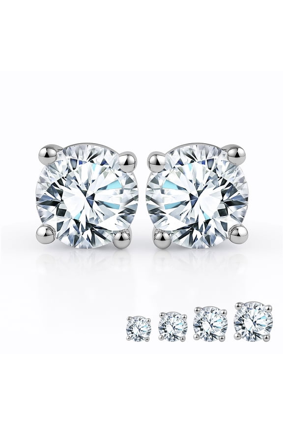 Lab Grown Diamond Earrings 0.50 Carat Round Cut 18K White Gold Plated Solitaire Studs for Women