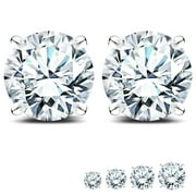 JEENMATA Certified Lab Grown Diamond Earrings 0.50 Carat Round Cut 18K White Gold Plated Solitaire Studs for Women