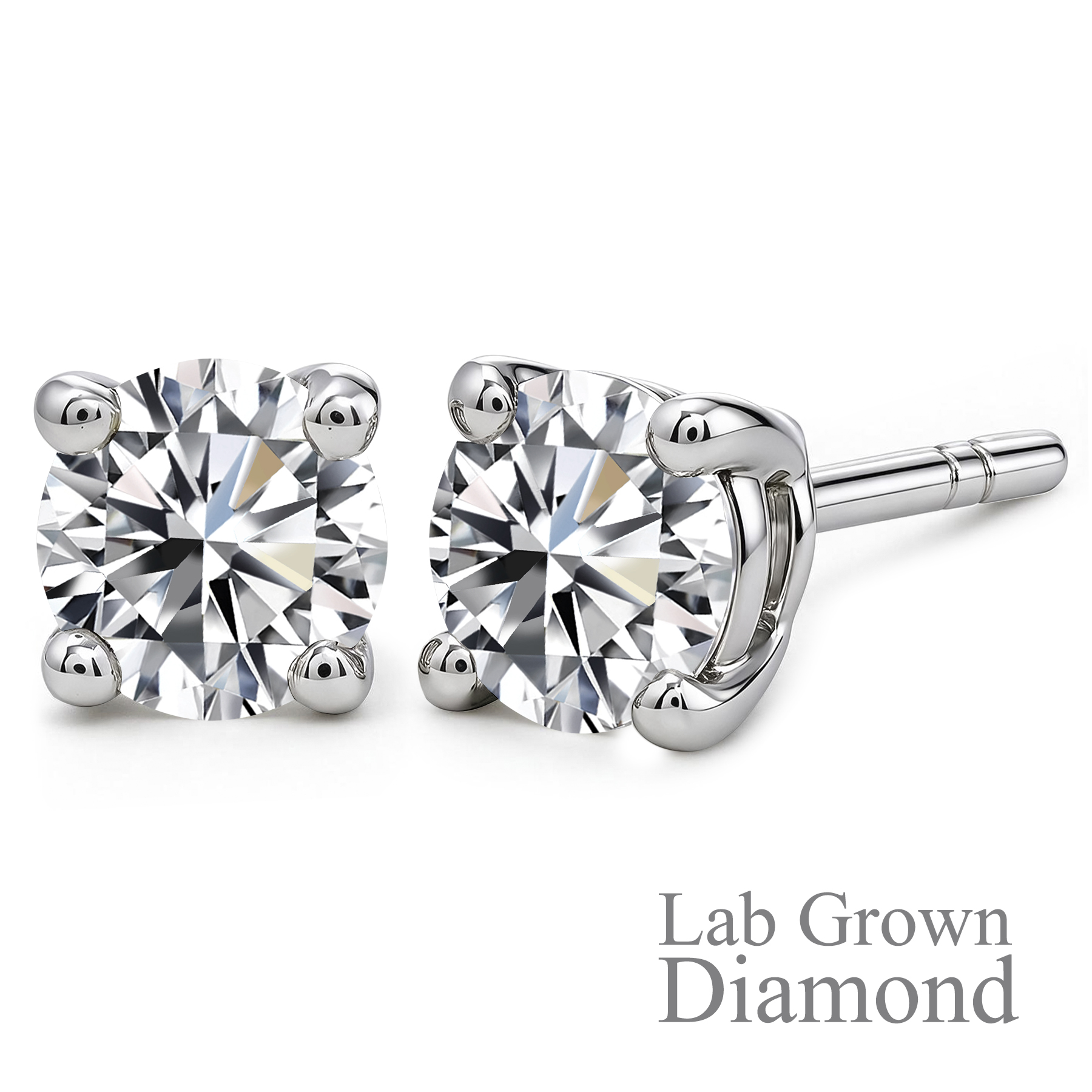 JeenMata Certified 0 50 Carat Round Cut Lab Grown Diamond Solitaire Stud Earrings In 18K White Gold Over Silver: A Straightforward Review