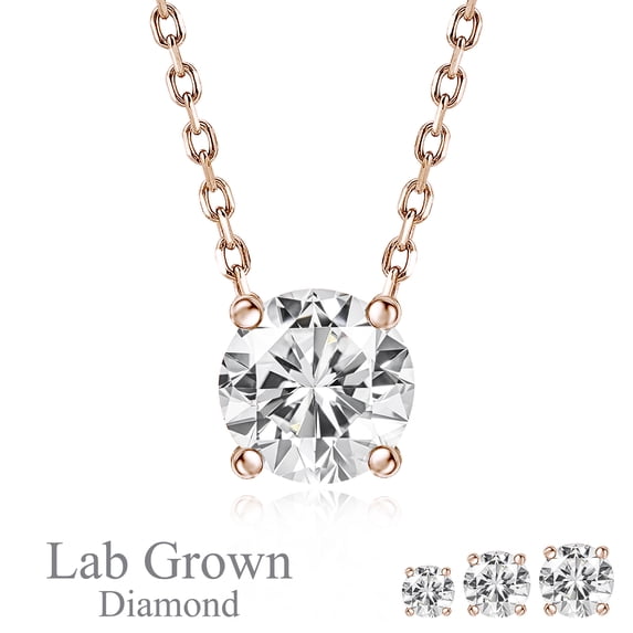 JeenMata Lab Grown Diamond 0.75 Carat Round Cut Classic Solitaire Pendant Necklace - in 18K Rose Gold Plating for Women