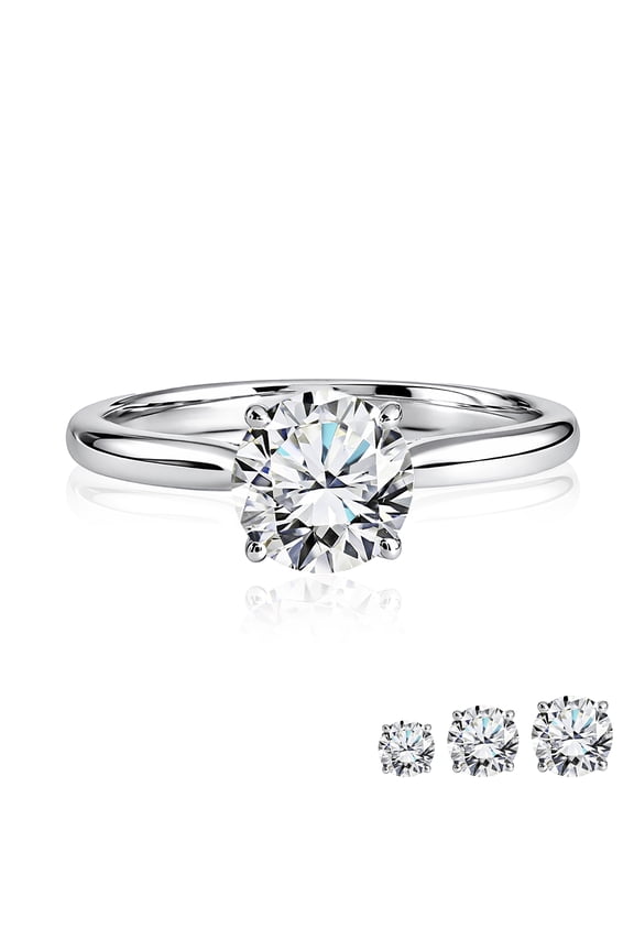 Lab Grown Diamond 0.75 Carat Round Cut Solitaire Engagement Ring in 18K White Gold Plating for Women