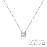 JeenMata Lab Grown Diamond 1 Carat Round Cut Classic Solitaire Pendant Necklace - in 18K White Gold Plating for Women