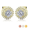 thumbnail image 1 of JeenMata Lab Grown Diamond Halo Stud Earrings - Round Cut Stud Earrings for Women in Yellow Gold Plating, 1 of 8