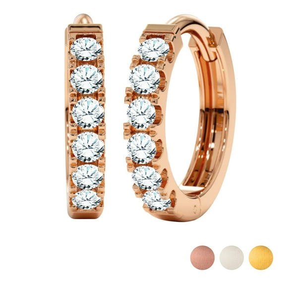 JeenMata Lab Grown Diamond Hoop Earrings - Round Cut Classic Hoop Earrings for Everyday Jewelry - Rose Gold Plating