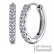 JeenMata Lab Grown Diamond Hoop Earrings - Round Cut Classic Hoop Earrings for Everyday Jewelry - White Gold Plating