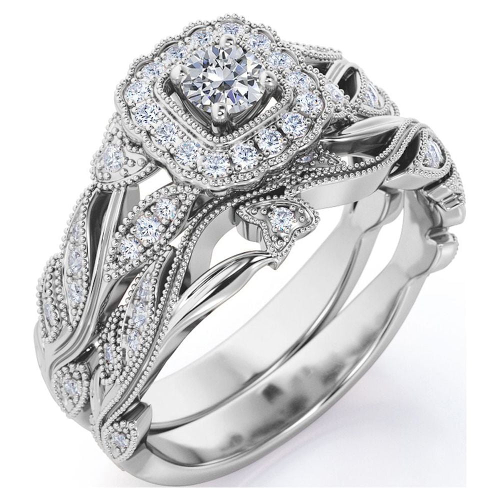 JeenMata Certified 1 Carat Round Cut Lab Grown Diamond - Art Deco Style ...