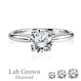 thumbnail image 1 of JeenMata Lab Grown Diamond 1 Carat Round Cut Solitaire Engagement Ring in 18K White Gold Plating for Women, 1 of 12