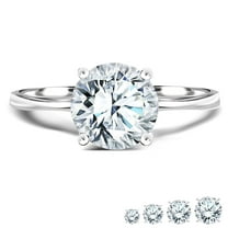 JeenMata Certified 1 Carat Round Cut Lab Grown Diamond Solitaire Engagement Ring in 18K White Gold Over Silver