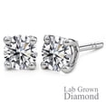 thumbnail image 1 of JeenMata Lab Grown Diamond Earrings 1 Carat Round Cut 18K White Gold Plated Solitaire Studs for Women, 1 of 9
