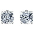 thumbnail image 1 of JeenMata 2.5 Carat Cushion Cut Moissanite 4 Prong Solitaire Stud Earrings In 18K White Gold Plating Over Silver, 1 of 6