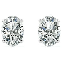 JeenMata 4 Prong 2.5 Carat Oval Cut Moissanite Solitaire Stud Earrings In 18K White Gold Plating Over Silver