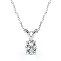 JeenMata Enchanting 1 Carat Oval Shaped Moissanite Pendant Necklace In 18K White Gold Plating Over Silver