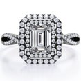 thumbnail image 1 of JeenMata Certified - Infinity Design - 1.75 Carat Emerald Cut Moissanite - Dual Halo Cluster Engagement Ring - 18K Black Gold Plating over Silver, 1 of 7