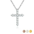 thumbnail image 1 of JeenMata Lab Grown Diamond Cross Pendant Necklace in 18K White Gold over Silver, 1 of 8