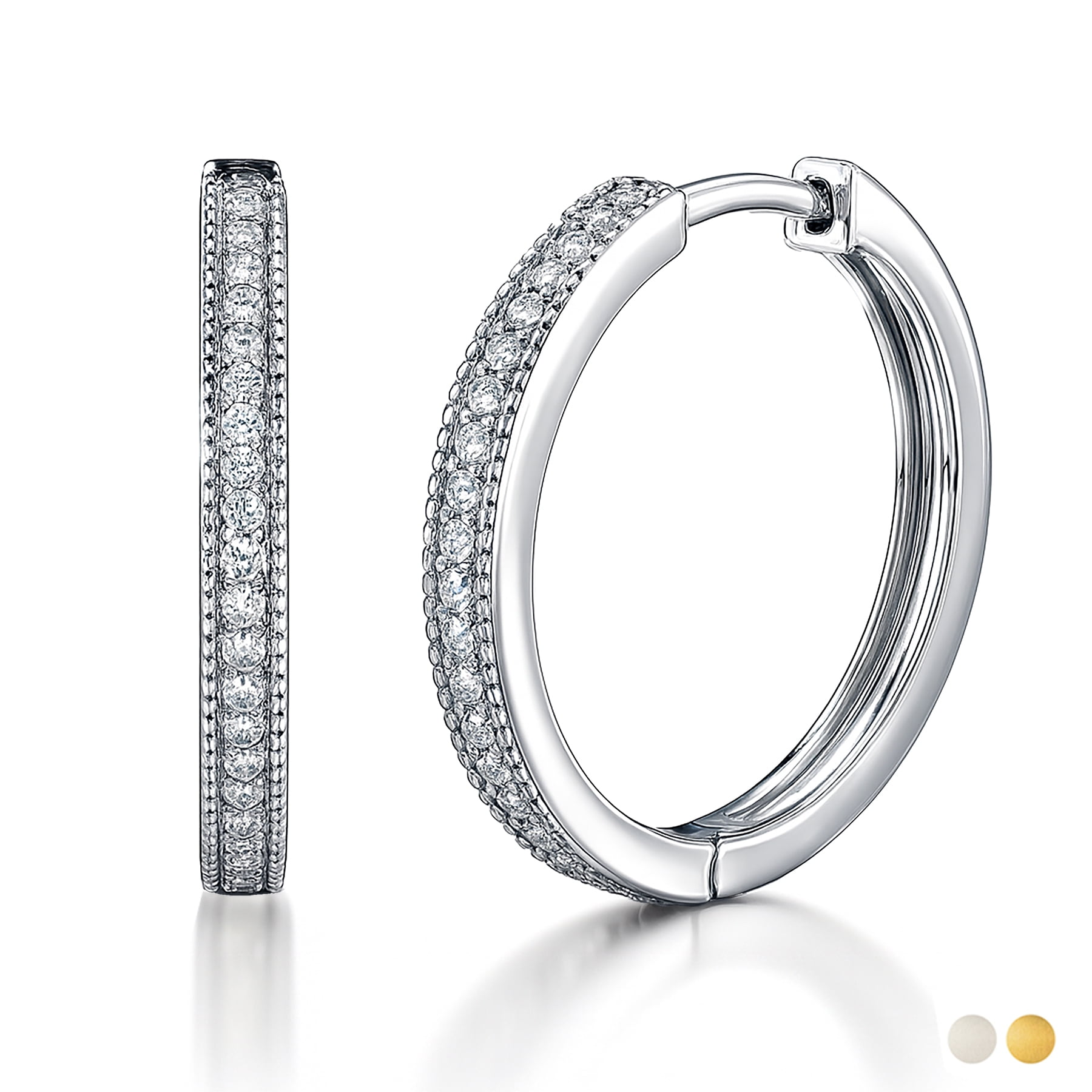 Walmart Deal of Walmart Black Friday Deals 2025 - JeenMata Certified Lab Grown Diamond Hoop Earrings - Round Cut Classic Earrings in White Gold Plating for Women