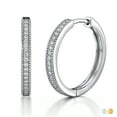 thumbnail image 1 of JeenMata Lab Grown Diamond Hoop Earrings - Round Cut Classic Earrings in White Gold Plating for Women, 1 of 8