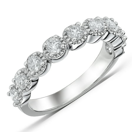 JeenMata Lab Grown Diamond Round Prong Set Vintage Wedding Band in 18K White Gold Plated for Women