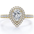 thumbnail image 1 of JeenMata Pave Style 1 Carat Pear-Shaped Moissanite Double Halo Cluster Engagement Ring in 18K Yellow Gold Plating for Women, 1 of 8