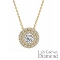thumbnail image 1 of JeenMata Lab Grown Diamond 1 Carat Round Cut Double Halo Pendant Necklace in 18K Yellow Gold Plating for Women, 1 of 8