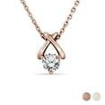 thumbnail image 1 of JeenMata X-Shaped Round Cut Lab Grown Diamond Pendant Necklace in 18K Rose Gold over Silver, 1 of 5