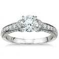 thumbnail image 1 of JeenMata Channel Set Perfect Round Cut Real Diamond Engagement Ring in 10k White Gold, 1 of 6