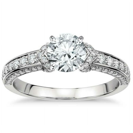 JeenMata Channel Set Perfect Round Cut Lab Grown Diamond Engagement Ring in 10k White Gold