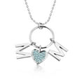 thumbnail image 1 of JeenMata Circle Pendant with MOM Charms Pendant Necklace in 18K White Gold over Silver - Light Blue Stone Embellished - December Birthstone, 1 of 2