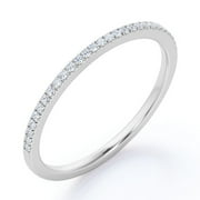 JeenMata Classic 0.25 Carat Round Cut Moissanite Pave Accented Wedding Band in 18K White Gold Plating over Silver