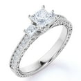 thumbnail image 1 of JeenMata Classic 0.50 Carat Princess Cut Diamond - Vintage - Beaded - Three Stone - Victorian Engagement Ring in 10K White Gold, 1 of 7