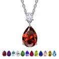 thumbnail image 1 of JeenMata 3.25 Carat Garnet January Birthstone - Round and Pear Cut Dangle Pendant Necklace in 18k White Gold Plated for Women, 1 of 10
