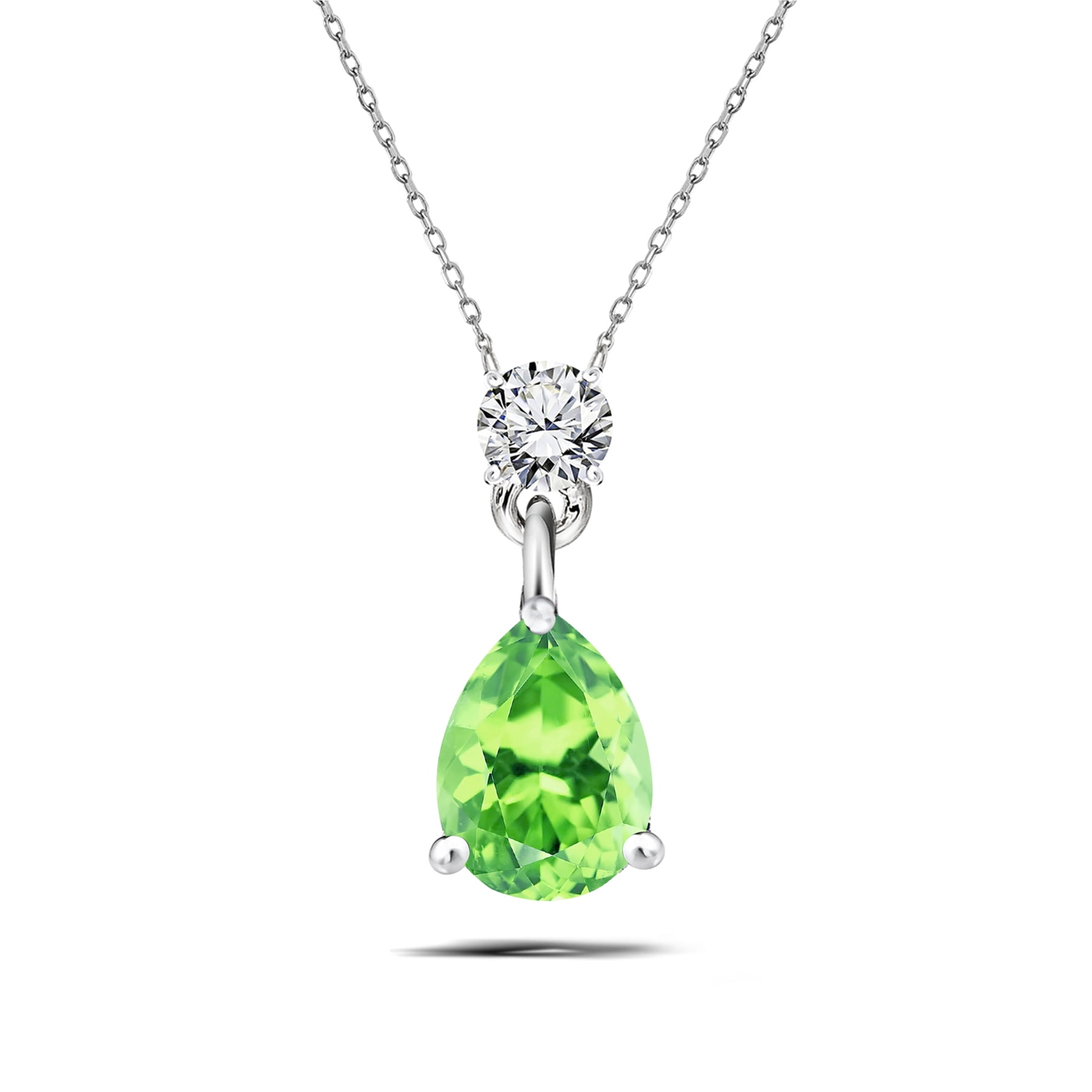 JeenMata Swarovski April Birthstone Pendant Necklace – 1.75 Carat Dangle in 18k Gold over Silver