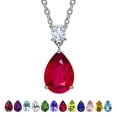 thumbnail image 1 of JeenMata 3.25 Carat Ruby July Birthstone - Round and Pear Cut Dangle Pendant Necklace in 18k White Gold Plated for Women, 1 of 10