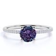 thumbnail image 1 of JeenMata Classic 1 Carat Round Cut Lab Created Alexandrite and Moissanite Pave Solitaire Engagement Ring in 18k White Gold over Silver, 1 of 4