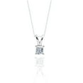 thumbnail image 1 of JeenMata Classic Princess Cut Diamond Solitaire Pendant Necklace in 18K White Gold Plating over Silver, 1 of 7