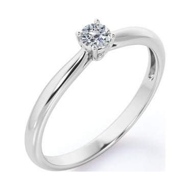JeenMata Lab Grown Diamond Solitaire Engagement Ring Promise Ring in 18K White Gold Plating over Silver
