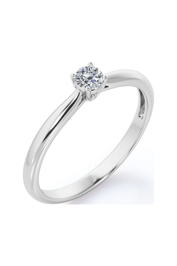 Lab Grown Diamond Solitaire Engagement Ring Promise Ring in 18K White Gold Plating for Women