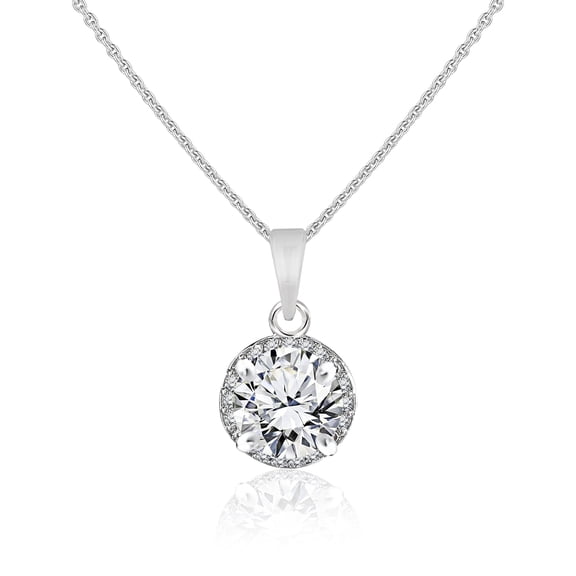 JeenMata Classic Round Cut Halo Pendant Necklace for Her - Daily Wear Jewelry
