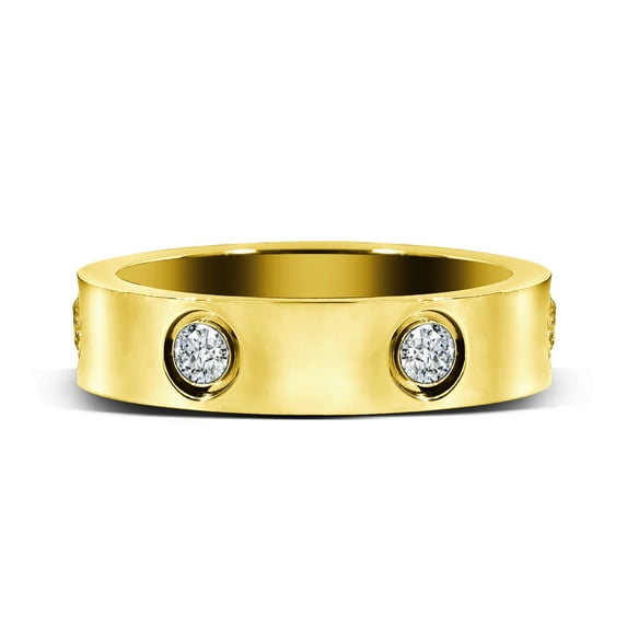 JeenMata Classic Fashion Band – Flush Bezel Everyday Ring – Anniversary and Meaningful Gift for Women in Yellow Gold Plating
