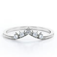 thumbnail image 1 of JeenMata Crown Design 0.10 TCW Round Shape Moissanite Chevron Wedding Band in 18K White Gold Plating over Silver, 1 of 6