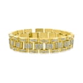 thumbnail image 1 of JeenMata Curb Chain Link Iced Bracelet in Yellow - Watch Strap Desgin Bracelet -Jewelry Gift for Men, 1 of 5