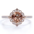 thumbnail image 1 of JeenMata Cushion Cut Peach created morganite Halo Engagement Ring in 18k Rose Gold over Silver, 1 of 6