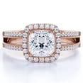 thumbnail image 1 of JeenMata Cushion Cut Real Diamond - Vintage Style - Engagement Ring - Split Shank - Halo Ring - 10K Rose Gold, 1 of 8