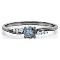 thumbnail image 1 of JeenMata Dainty Design - 0.6 Carat Round Cut Salt and Pepper Diamond with Moissanite - 6 Stone Cluster Prong Engagement Ring - 18K Black Gold Plating over Silver, 1 of 6
