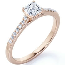 JeenMata Delicate 1.75 ct Cushion Cut Moissanite - Simple Thin Pave Band - Solitaire Engagement Ring in 18K Rose Gold over Silver