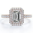 thumbnail image 1 of JeenMata Double Halo Setting - 2.25 Carat Emerald Cut - Pave Style Engagement Ring - 18K Rose Gold Plating over Silver, 1 of 7