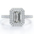 thumbnail image 1 of JeenMata Double Halo Setting - 2.25 Carat Emerald Cut - Pave Style Engagement Ring - 18K White Gold Plating over Silver, 1 of 7