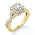 thumbnail image 1 of JeenMata Elegant 0.50 Carat - Square Cut Diamond - Twisted Band - Pave - Double Halo Engagement Ring - 10K Yellow Gold, 1 of 7