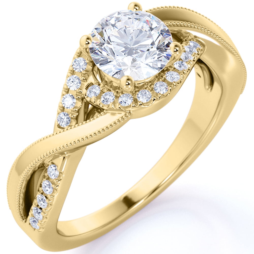 PRSTANI 10K White Gold Elegant Split Intersecting Infinity