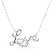 JEENMATA Enchanting Love Real Diamond Pendant Necklace in 18K White Gold over Silver