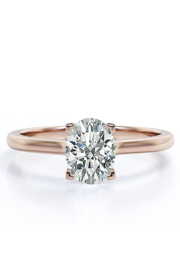 Enchanting Prong 2 Carat Oval Cut Solitaire Engagement Ring in 18K Rose Gold Plating over Silver